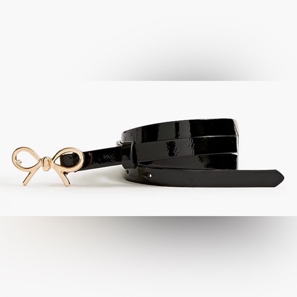 J. Crew Accessories - J. Crew Black Patent Leather Belt with Gold Bow